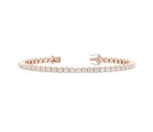 Brazalete de tenis para mujer Moissanite real de corte redondo de 1,79 quilates enchapado en oro de 14 k plateado - Imagen 1 de 18