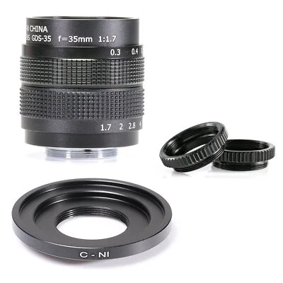 Fujian 35mm f/1.7 C Mount CCTV Lens for NiKON N1 Mount J1 J2 J3 V1 J2 S1 Camera - Image 1 of 4
