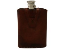 Indian Silver Hip Flask with Leather Case - Antique Circa 1910