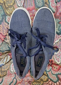 Polo Ralph Lauren Felton Mens Size 10.5 Blue Canvas Shoes - Picture 1 of 4