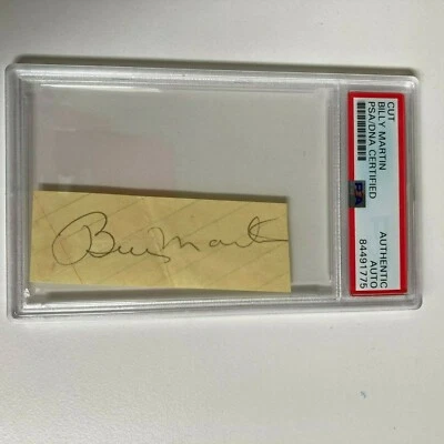 Billy Martin Signed Autographed Vintage 1940's Cut Signature PSA DNA COA - Image 1 of 3