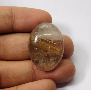 Precioso rutilo de cobre dorado natural en piedra preciosa cabujón de cuarzo 55 quilates ME-9601 - Imagen 1 de 3