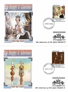 GRANADA 1993 40 ANIVERSARIO CORONACIÓN REINA ISABEL II 4 x CUBIERTAS PRIMER DÍA FDC - Imagen 1 de 2