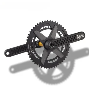 Road Bike Crankset 165/170/175mmHollow Tech Crank with Bracket Double Chainring - Picture 1 of 40