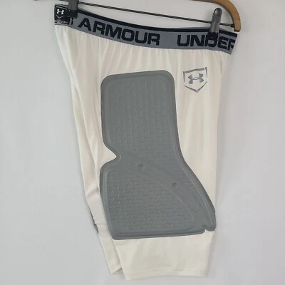 UA Under Armour Compression Slider Shorts Pads Sz XL Heat Gear White/Grey NWOT - Image 1 of 4