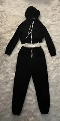 Forever 21 Conjunto de 2 piezas Sudadera con capucha recortada Joggers Ropa de salón Chándal Sudadera S Foto 1 de 4