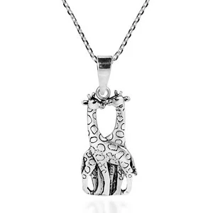 Collar de plata de ley .925 pareja de jirafas enamoradas - Imagen 1 de 6