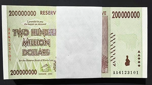 Zimbabwe 100 PCS FULL BUNDLE 200 Million Dollars 2008 SERIES- AA Pick-81 UNC - Picture 1 of 2