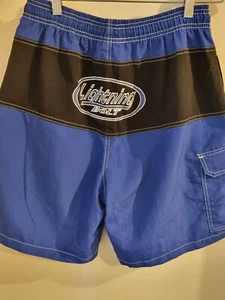 Vintage Lighting Bolt Boardshorts. Blue Size S Mens waist 35cm length 50cm - Picture 1 of 7