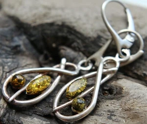 Sterling Silver 925 Earrings With Baltic Amber 4.4 Gram - Picture 1 of 5