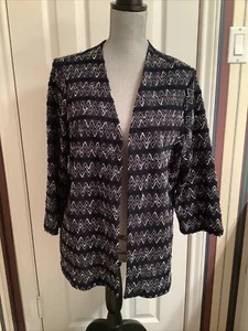 Chico’s Easywear 3 XL Open Front Cardigan Sweater Womens Navy Glitter - Picture 1 of 9