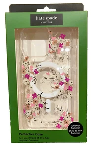 Kate Spade Protective CASE iPhone 16 PRO MAX Spring Garden Pink Gold Gem MagSave - Picture 1 of 3