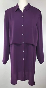 J. Jill Button Front Shirt Dress - Size L - Purple - Picture 1 of 15