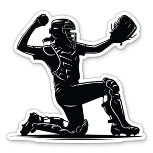 Softball Catcher Vinyl Sticker - for Water Bottle Phone Car Tumbler Laptop - Picture 1 of 1