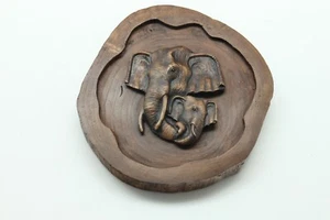  Wandrelief Elefant Paar Afrika Teakholz Unikat Holz Skulptur Nr. 2 braun  - Bild 1 von 3