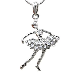 Clear Ballerina Necklace Pendant Ballet Dance Charm Gift for Girls Teen Women t5 - Picture 1 of 1