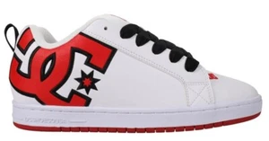 DC Court Graffik White Red Leather Mens Skate Trainers - Picture 1 of 6