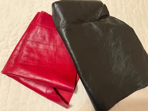 2 Piece Black & Red Genuine Leather Remnants 14x17, 22x28 Clean Nice Aroma - Picture 1 of 5