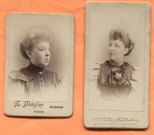 Redcar & Middlesboro England 2 Portraits of Young Women, circa 1890s Miniatures - Picture 1 of 2