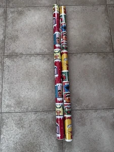 Vtg 2 Sesame Street Gift Wrap Wrapping Paper Cookie Monster Big Bird 50SQ  1999 - Picture 1 of 4