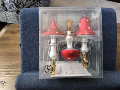 Conjunto de 3 Decorações de Natal Cogumelo Vinterfint Ikea Clipe de Férias em Vidro 4" - Imagem 1 de 3