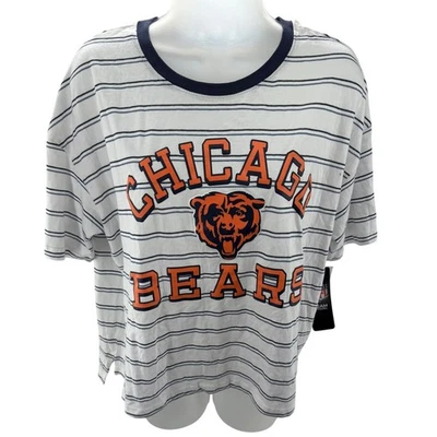 47 Brand Chicago Bears Womens Striped Soft Cotton Tee Shirt Large NEW - Image 1 of 4