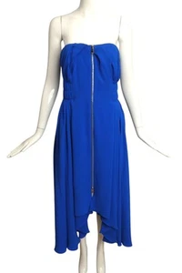 CHRISTIAN DIOR - Abito midi blu senza spalline in crepe, taglia 6 - Foto 1 di 4