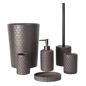 Bathroom Accessory Set - 6 pcs Bronze Bathroom Accessories Set with Trash Can... - Picture 1 of 9
