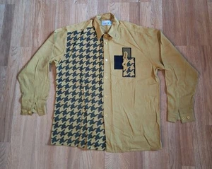 Pronti Printed Embroidered Brown Button Long Sleeve Collared Shirt Mens Sz Large - Picture 1 of 9