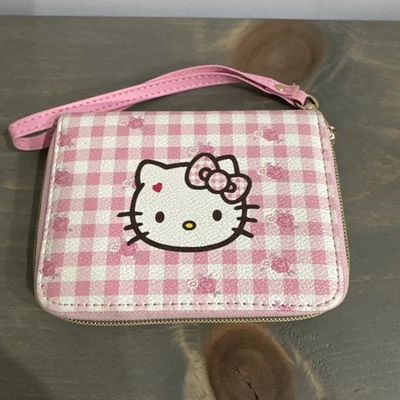 Carteira Gingham rosa Hello Kitty com alça em excelente estado usado - Imagem 1 de 4