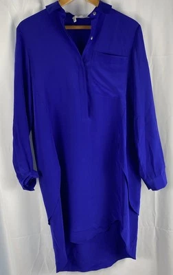 Vestido de Diseñador Derek Lam 10 Crosby 100% Seda Azul Cobalto Talla 10 Lujo Antiguo Mone Foto 1 de 4