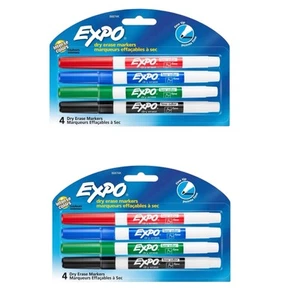 EXPO trocken abwischbare Marker feine Spitze ungiftig 4er Pack verschiedene Farben 2er Pack Posten - Bild 1 von 7