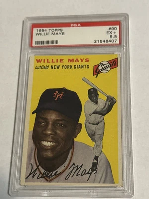 1954 Topps #90 Willie Mays New York Giants Salón de la fama PSA 5,5 Foto 1 de 3