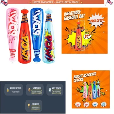 Надувные бейсбольные биты упаковка из 12 — гигантские 20-дюймовые детские игрушки-супергерои любимые - Изображение 1 из 4