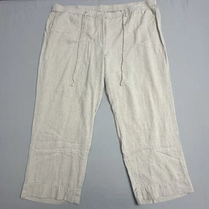 Talbots The Easy Drawstring Pant Womens 22 WP Linen Cotton Summer Tan Beige Plus - Picture 1 of 17