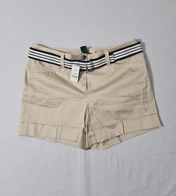 White House Black Market Women's Shorts 6 Khaki Cuffed Belt NWT - Image 1 of 4