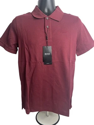BOSS Hugo Boss Polo Shirt Mens Medium Burgundy Slim Fit Logo Casual Embroidered - Image 1 of 4