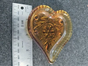 Vintage Indiana Tiara Bernstein Glas Herz Geschirr Einzel Schmuck Aschenbecher - Bild 1 von 5