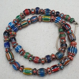 Venetian Style Vintage MultiColor Chevron Beaded Necklace - Picture 1 of 21