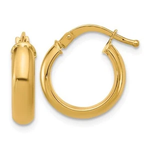 14K polierte Huggie runde Creolen 4,0 mm - Bild 1 von 4