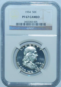 1954 NGC PR67CAM Cameo Proof Strike Franklin Half Dollar - Picture 1 of 3