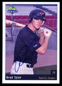 1991 Kane County Cougars BRAD TYLER Signed Card autograph AUTO ORIOLES