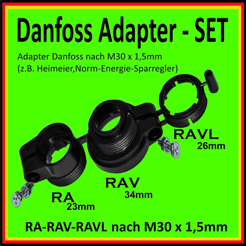 ADAPTER SET RA, RAV, RAVL Danfoss für Thermostatventile M30 x 1,5 Fritz DECT 301 - Bild 1 von 4