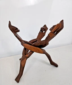 Vintage Holz ineinandergreifend klappbar handgeschnitzt Afrikanische Einheit Stamm Schüssel Halter - Bild 1 von 10