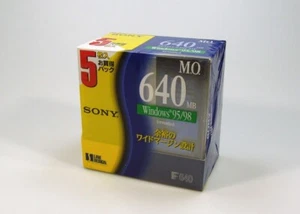 5x nieotwarty dysk MO Sony 3,5 cala 640 MB wielokrotnego zapisu / formatowanie Windows 98/95 - Zdjęcie 1 z 3
