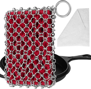 316L Cast Iron Scrubber Cleaner, Large Cast Iron Chain Mail Scrubber - Chainmail - Picture 1 of 12