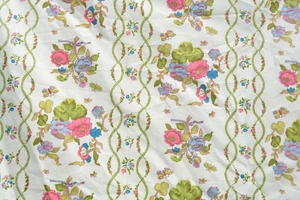 3.5 yds vtg 60's GREEFF Floral Polished Cotton Fabric ROSES Federal America - Picture 1 of 2