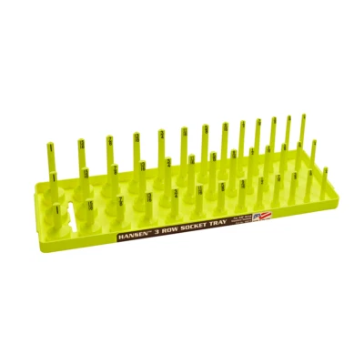 HANSEN GLOBAL Hansen 3/8" Socket Organizer Tray Holder 3 Row Standard SAE Shallow Deep Yellow