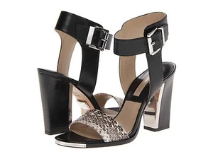 Michael Kors Carson Leather and Ayers Snake Colorblock Sandals Size 8 US/38 EU - Picture 1 of 12