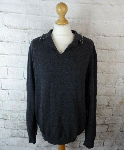 Splendido maglione vintage Gianni Versace grigio antracite lana angora 14 M super morbido